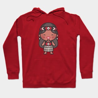 Cute Maori Woman in Traditional Clothing Cartoon Hoodie